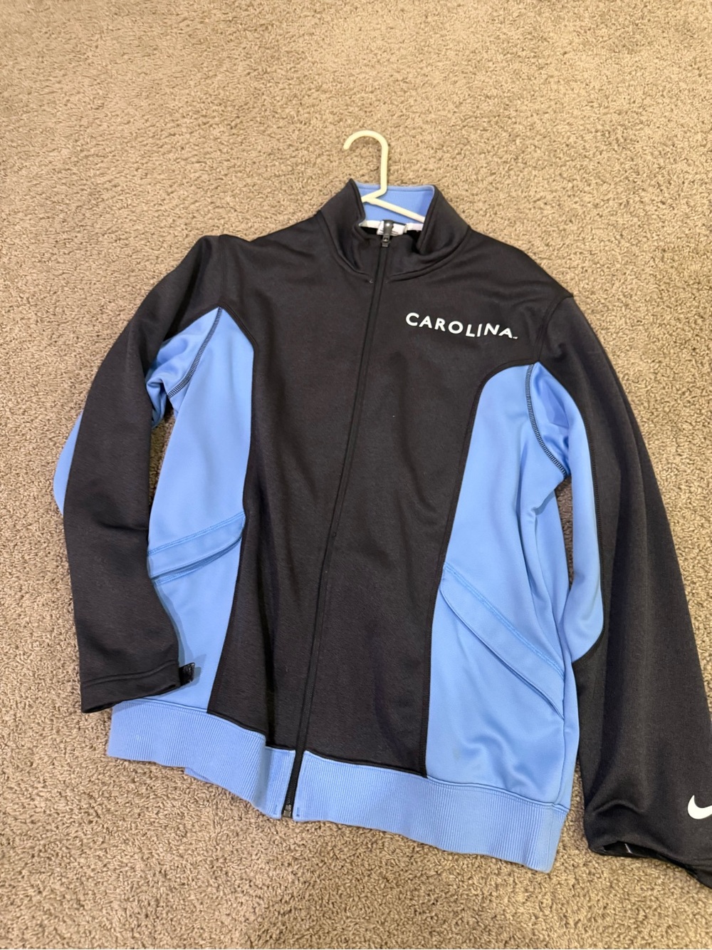 Nike Black and Light Blue Carolina Performance Zip Jacket